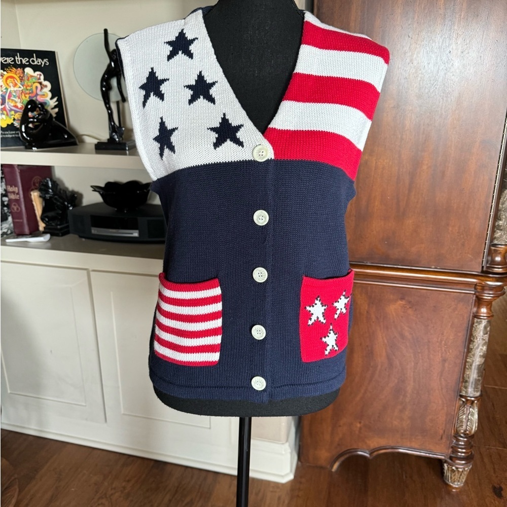 Appleseed’s Vest American Flag Sweater